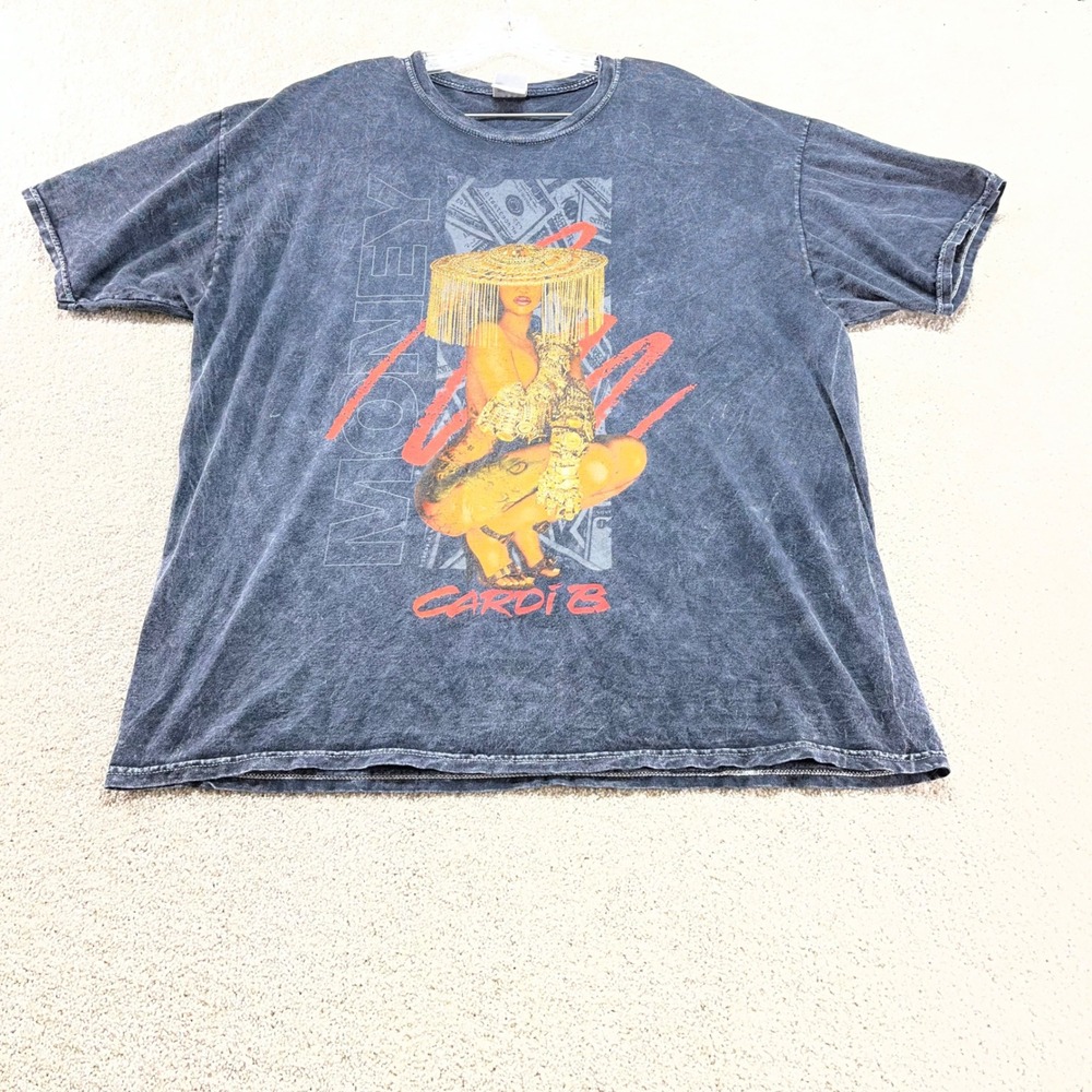 Cardi B Colortone Shirt Mens XL Gray‎ Acid Wash Streetwear Music Concert Tee